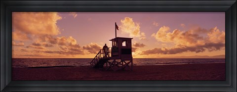 Framed Lifeguard hut on the beach, 22nd St. Lifeguard Station, Redondo Beach, Los Angeles County, California Print