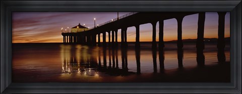 Framed Low angle view of Manhattan Beach Pier, Los Angeles County Print