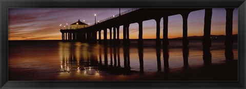 Framed Low angle view of Manhattan Beach Pier, Los Angeles County Print