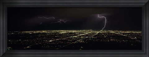 Framed Lightning in the sky over a city, Phoenix, Maricopa County, Arizona, USA Print