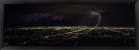 Framed Lightning in the sky over a city, Phoenix, Maricopa County, Arizona, USA Print
