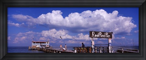 Framed Information board of a pier, Rod and Reel Pier, Tampa Bay, Gulf of Mexico, Anna Maria Island, Florida, USA Print