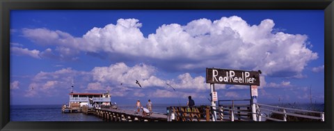 Framed Information board of a pier, Rod and Reel Pier, Tampa Bay, Gulf of Mexico, Anna Maria Island, Florida, USA Print