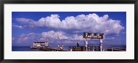 Framed Information board of a pier, Rod and Reel Pier, Tampa Bay, Gulf of Mexico, Anna Maria Island, Florida, USA Print