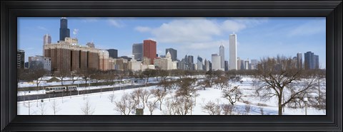 Framed Skyscrapers in a city, Grant Park, South Michigan Avenue, Chicago, Illinois, USA Print