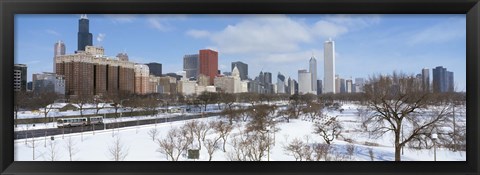 Framed Skyscrapers in a city, Grant Park, South Michigan Avenue, Chicago, Illinois, USA Print