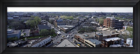Framed Aerial view of crossroad of six corners, Fullerton Avenue, Lincoln Avenue, Halsted Avenue, Chicago, Illinois, USA Print