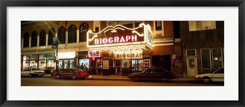 Framed Theater lit up at night, Biograph Theater, Lincoln Avenue, Chicago, Illinois, USA Print