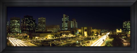 Framed Buildings in a city lit up at night, Phoenix, Arizona Print