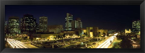 Framed Buildings in a city lit up at night, Phoenix, Arizona Print