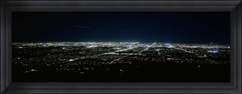 Framed Aerial view of a city lit up at night, Phoenix, Maricopa County, Arizona, USA Print