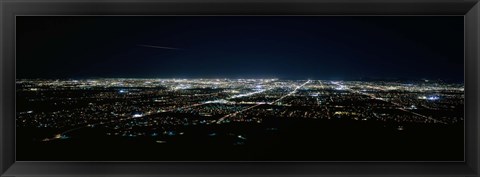 Framed Aerial view of a city lit up at night, Phoenix, Maricopa County, Arizona, USA Print