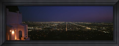 Framed View of a city at night, Griffith Park Observatory, Griffith Park, City Of Los Angeles, Los Angeles County, California, USA Print