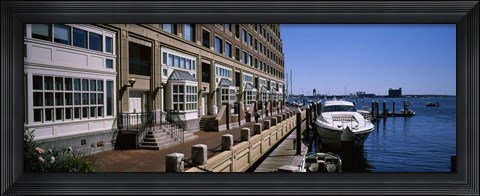Framed Boats at a harbor, Rowe&#39;s Wharf, Boston Harbor, Boston, Suffolk County, Massachusetts, USA Print