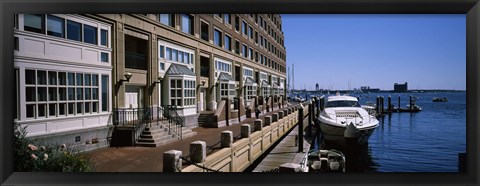 Framed Boats at a harbor, Rowe&#39;s Wharf, Boston Harbor, Boston, Suffolk County, Massachusetts, USA Print