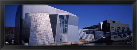 Framed Buildings at the waterfront, New England Aquarium, Boston Harbor, Boston, Suffolk County, Massachusetts, USA Print