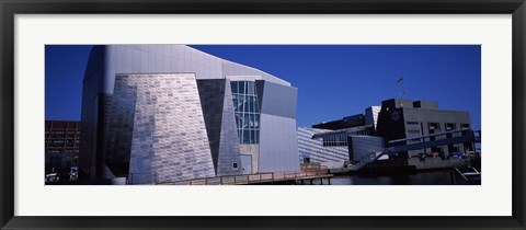 Framed Buildings at the waterfront, New England Aquarium, Boston Harbor, Boston, Suffolk County, Massachusetts, USA Print