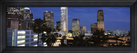 Framed Skyscrapers at night in the City Of Los Angeles, Los Angeles County, California, USA Print
