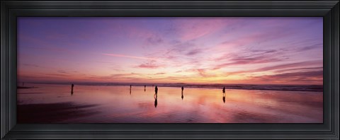 Framed Group of people watching the sunset, San Francisco, California, USA Print