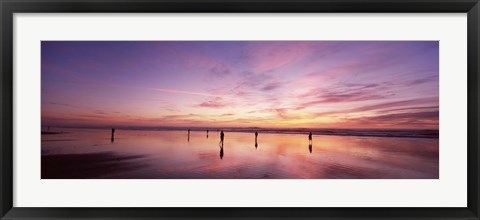 Framed Group of people watching the sunset, San Francisco, California, USA Print