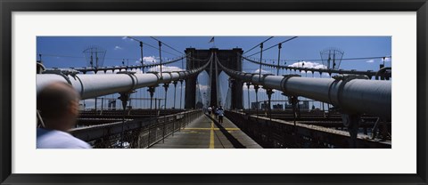 Framed Man walking on a bridge, Brooklyn Bridge, Brooklyn, New York City, New York State, USA Print