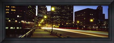 Framed Traffic on a bridge in a city, Northern Avenue Bridge, Boston, Suffolk County, Massachusetts, USA Print