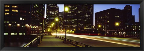 Framed Traffic on a bridge in a city, Northern Avenue Bridge, Boston, Suffolk County, Massachusetts, USA Print