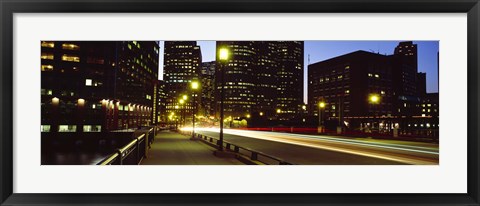 Framed Traffic on a bridge in a city, Northern Avenue Bridge, Boston, Suffolk County, Massachusetts, USA Print