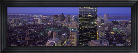 Framed Boston Lit Up at Night Print