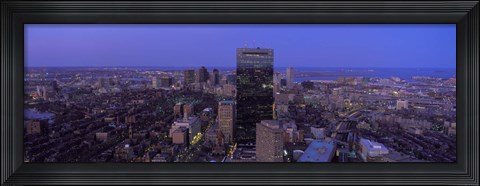 Framed Aerial View of Boston at Night Print