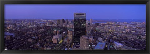 Framed Aerial View of Boston at Night Print