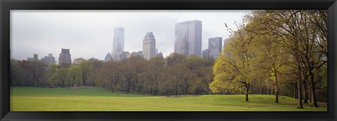 Framed Foggy view of trees and buildings, Central Park, Manhattan, New York City, New York State, USA Print