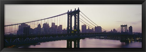 Framed Bridge across a river, Manhattan Bridge, East River, Manhattan, New York City, New York State, USA Print