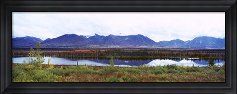 Framed Lake with a mountain range in the background, Mt McKinley, Denali National Park, Anchorage, Alaska, USA Print