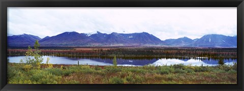 Framed Lake with a mountain range in the background, Mt McKinley, Denali National Park, Anchorage, Alaska, USA Print