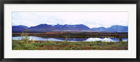 Framed Lake with a mountain range in the background, Mt McKinley, Denali National Park, Anchorage, Alaska, USA Print