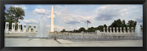 Framed Fountains at a memorial, National World War II Memorial, Washington Monument, Washington DC, USA Print