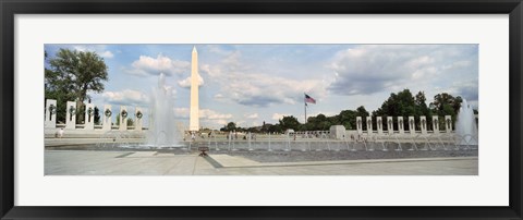 Framed Fountains at a memorial, National World War II Memorial, Washington Monument, Washington DC, USA Print