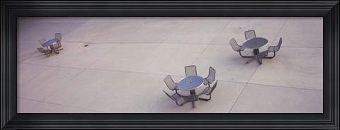 Framed High angle view of tables and chairs in a park, San Jose, California, USA Print