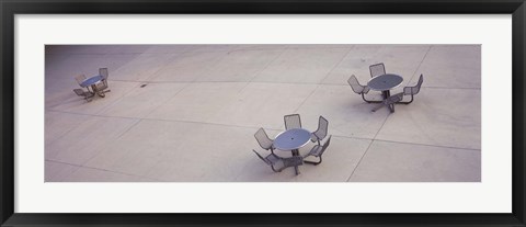Framed High angle view of tables and chairs in a park, San Jose, California, USA Print