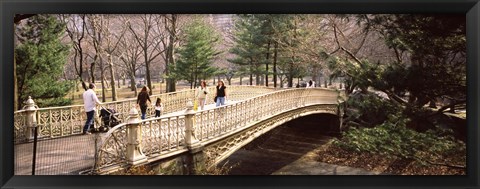 Framed Group of people walking on an arch bridge, Central Park, Manhattan, New York City, New York State, USA Print