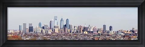 Framed Buildings in a city, Comcast Center, City Hall, William Penn Statue, Philadelphia, Philadelphia County, Pennsylvania, USA Print