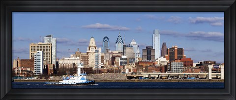 Framed Buildings at the waterfront, Delaware River, Philadelphia, Pennsylvania Print