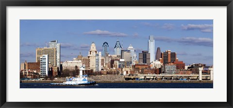 Framed Buildings at the waterfront, Delaware River, Philadelphia, Pennsylvania Print