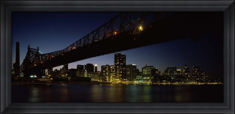 Framed Queensboro Bridge Over East River, Manhattan (night) Print