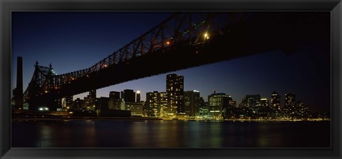Framed Queensboro Bridge Over East River, Manhattan (night) Print