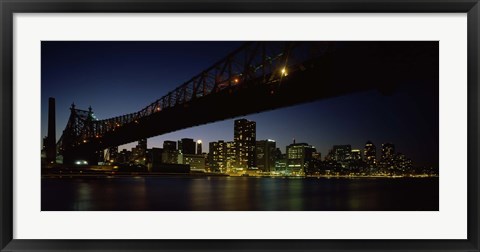 Framed Queensboro Bridge Over East River, Manhattan (night) Print