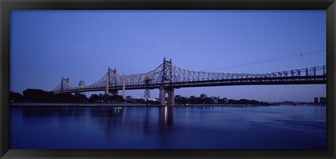 Framed Queensboro Bridge Over East River, Manhattan (blue sky) Print