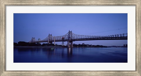 Framed Queensboro Bridge Over East River, Manhattan (blue sky) Print