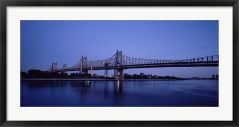 Framed Queensboro Bridge Over East River, Manhattan (blue sky) Print